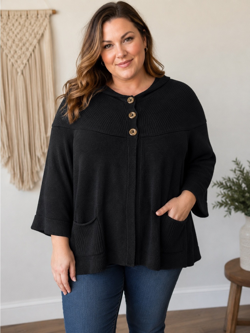 Denim&Co Black Cardigan Sweater
